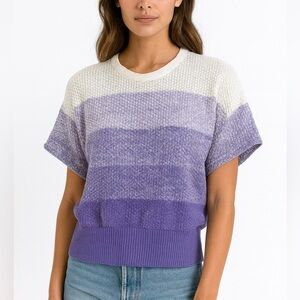 Callahan Knitwear Purple Color block Gradient Scoop Neck Sweater Drop Shoulder
